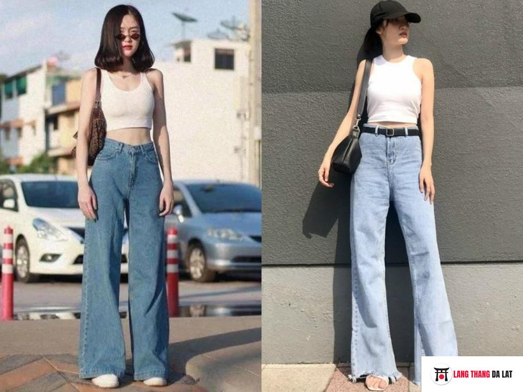 Áo croptop và quần ống suông