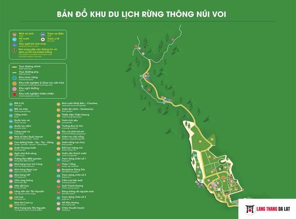 bản đồ Khu du lịch Rừng Thông Núi Voi