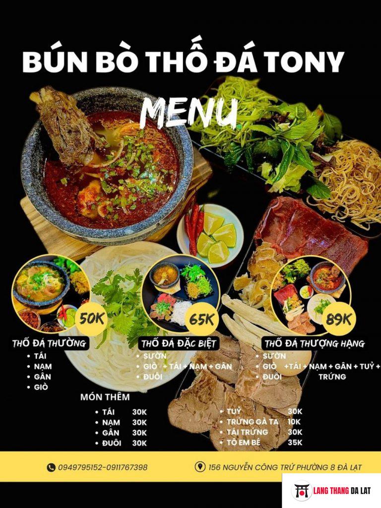 Bún bò thố đá Tony Quán - Đà Lạt