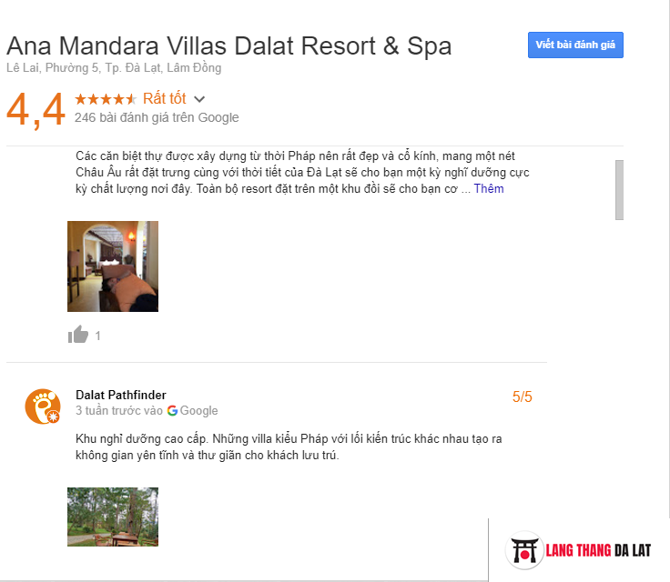 Đành giá khách sạn Ana Mandara Villas Da Lat Resort & Spa