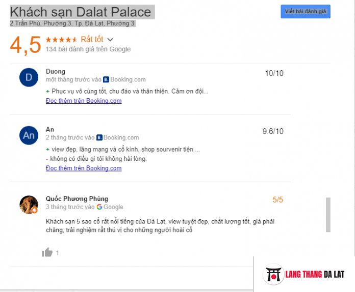 Đánh giá khách sạn Dalat Palace