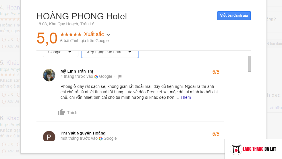 Đánh giá khách sạn Hoàng Phong Đà Lạt