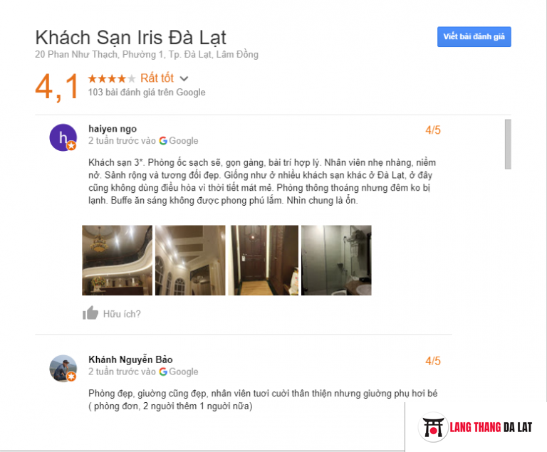 Đánh giá khách sạn Iris Đà Lạt