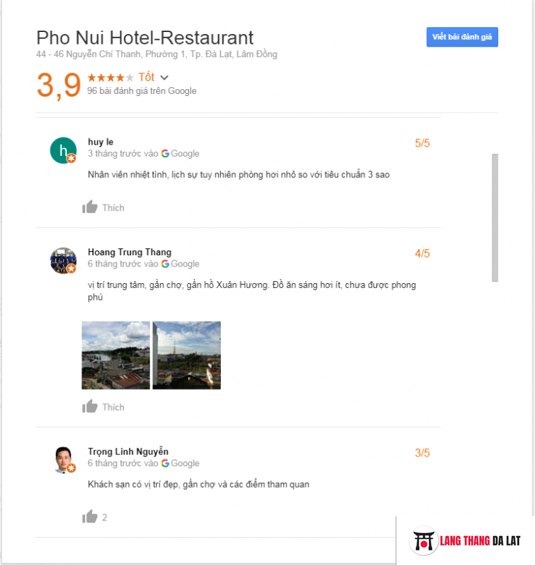 Đánh giá khách sạn Phố Núi Đà Lạt