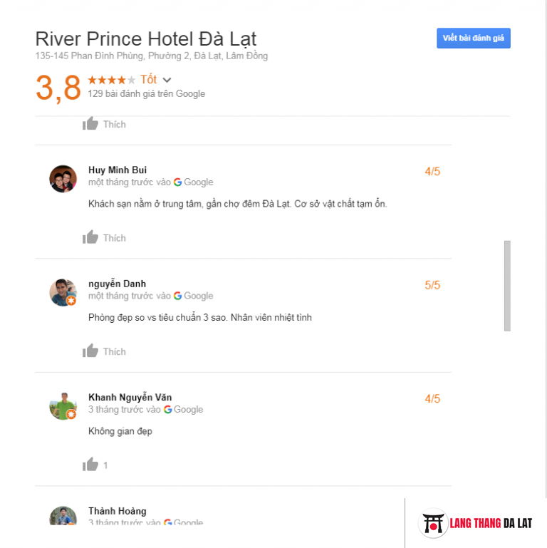 Đánh giá khách sạn River Prince Đà Lạt
