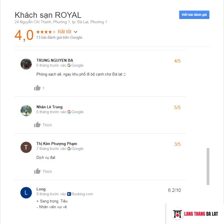 Đánh giá khách sạn Royal Đà Lạt