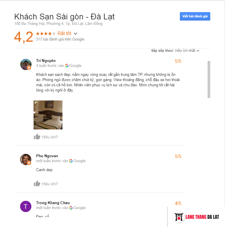 Đánh giá khách sạn sài gòn Đà Lạt