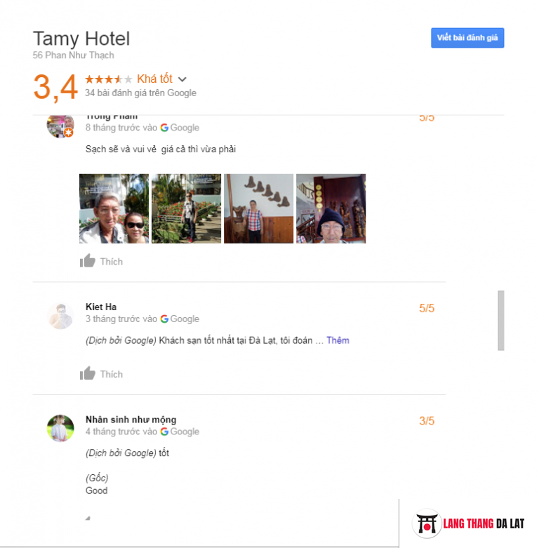 Đánh giá khách sạn Tamy