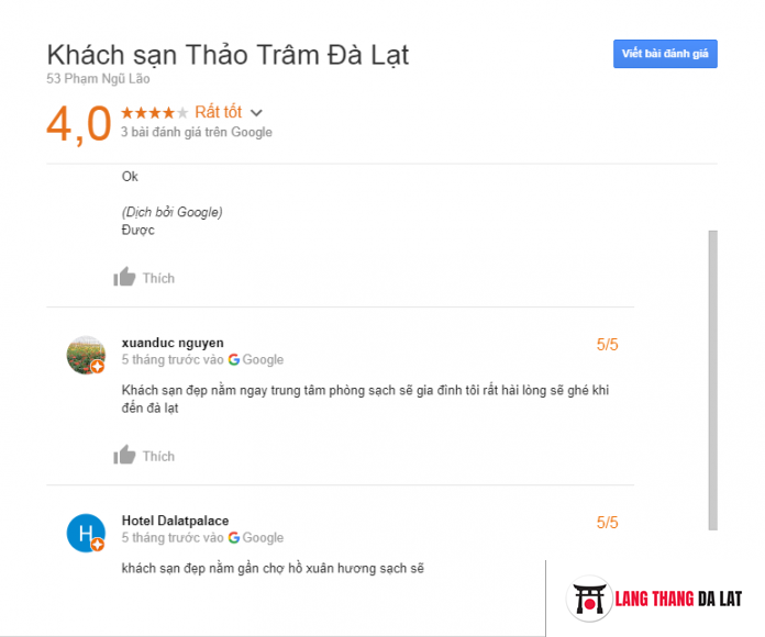 Đánh giá khách sạn Thảo Trâm Đà Lạt