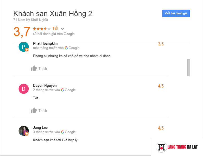 Đánh giá khách sạn Xuân Hồng 2 Đà Lạt