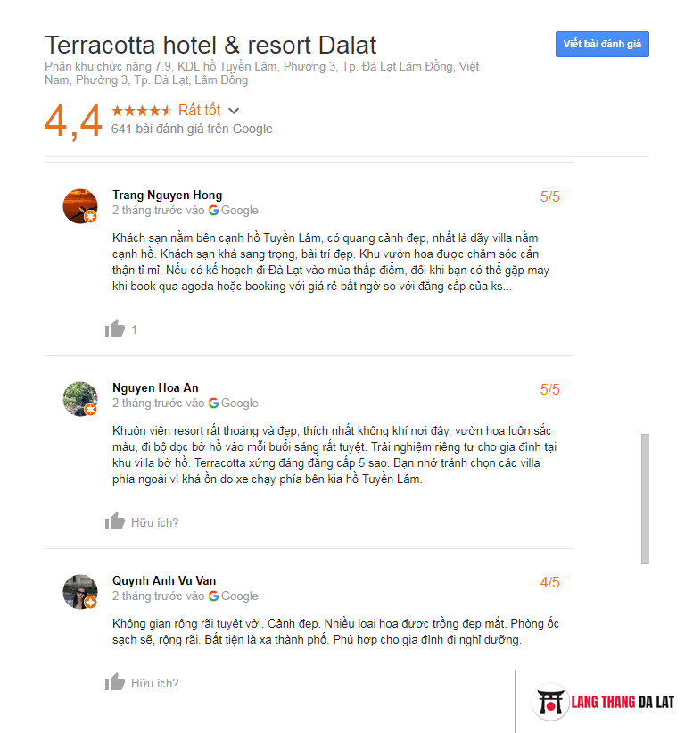 Đánh giá terracotta dalat hotel resort & spa Đà Lạt