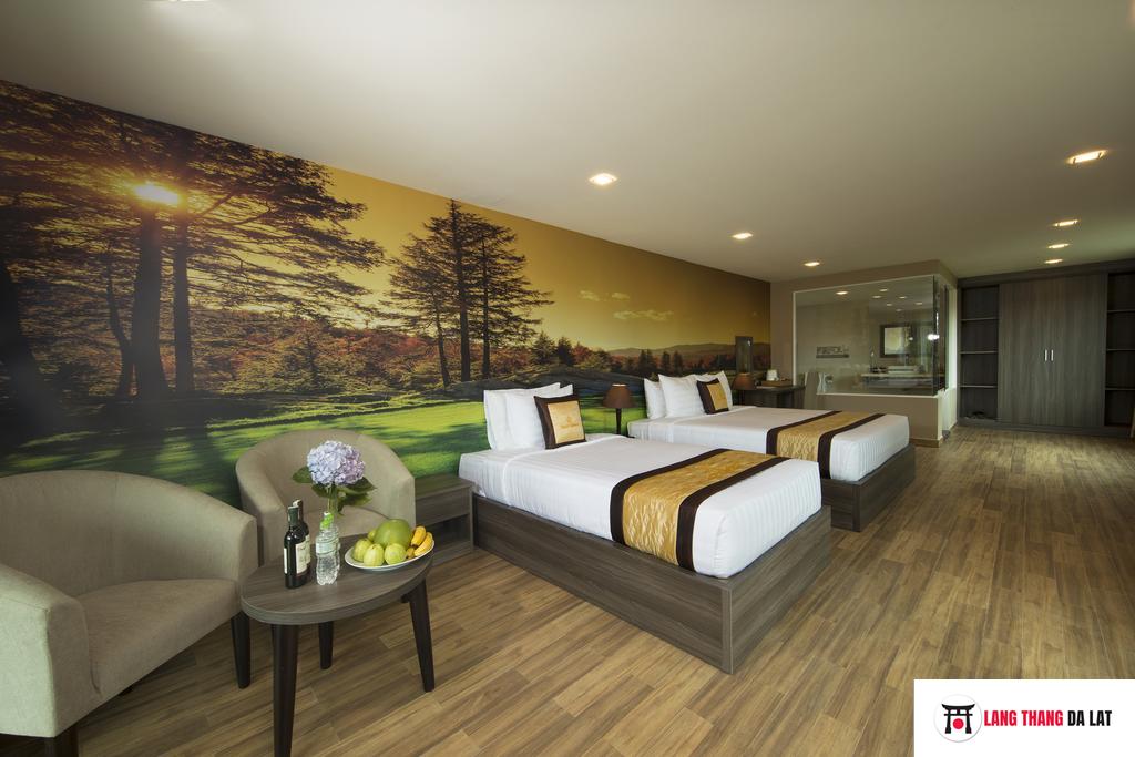 phòng deluxe 2 giường đơn Dalat Wonder resort