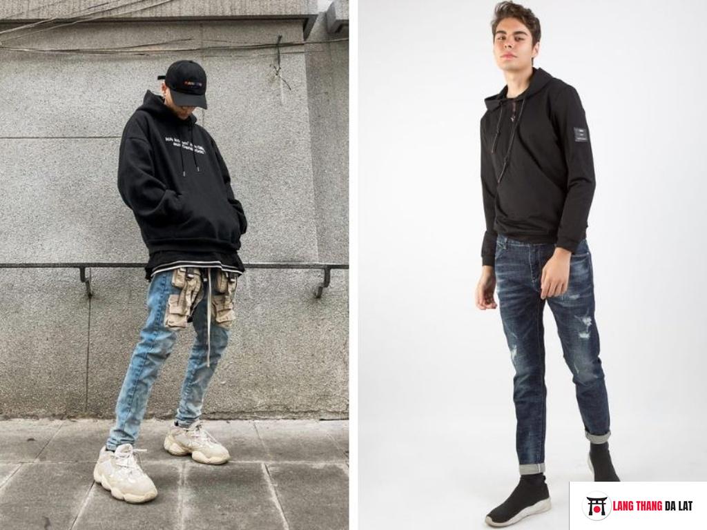 Quần jean và hoodie