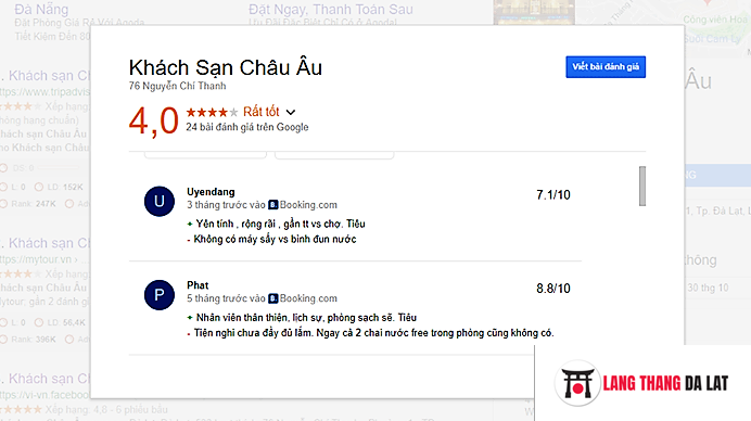 Review khách sạn Châu Âu Đà Lạt