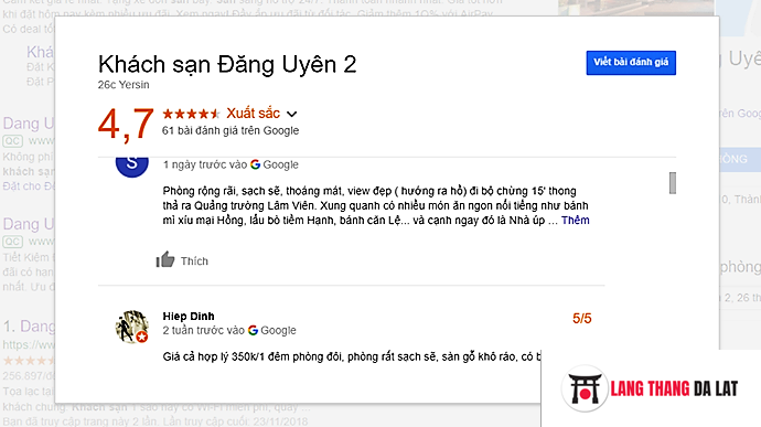 Review khách sạn Đăng Uyên Đà Lạt