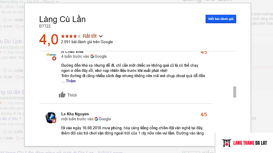 review làng Cù Lần Đà Lạt