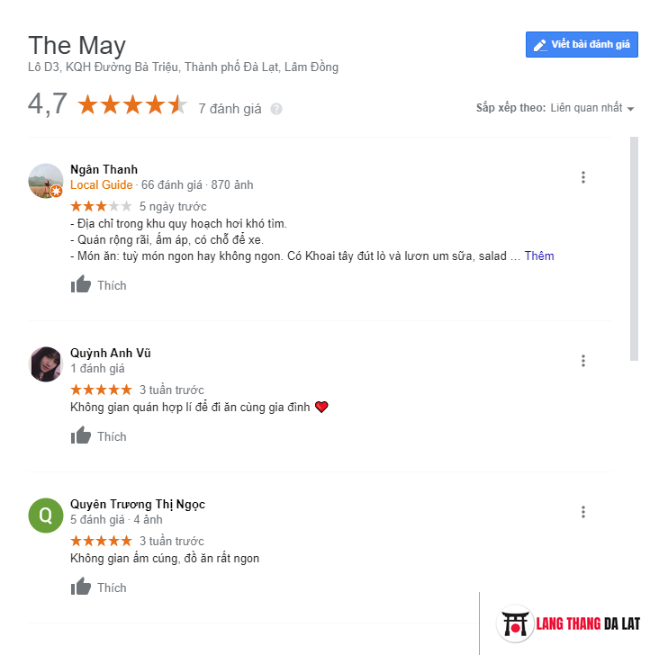 Review nhà hàng The May