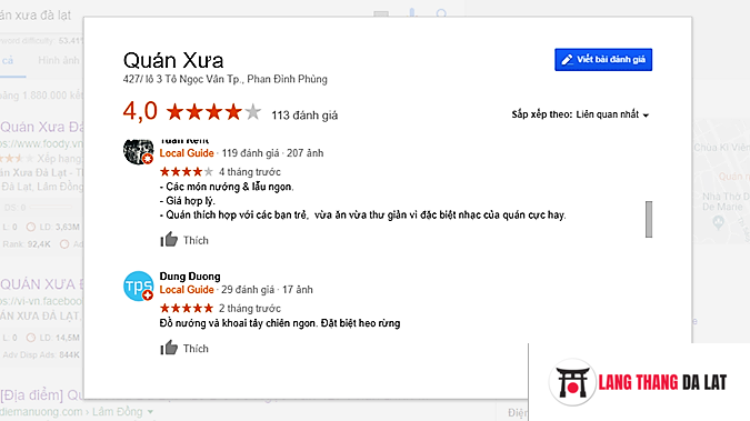 review quán xưa Đà Lạt