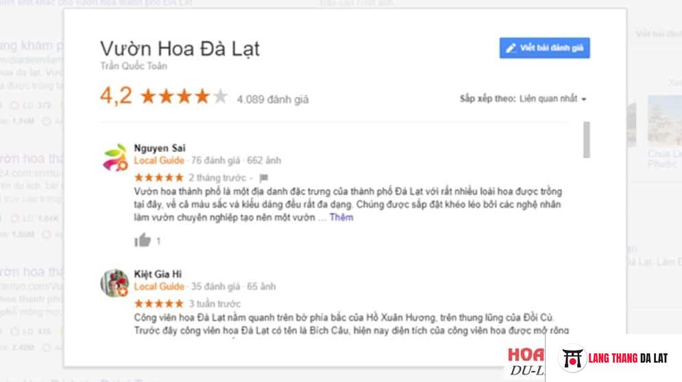 Vườn hoa Đà Lạt review